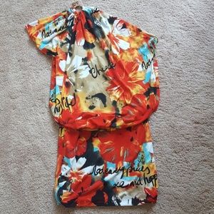 Cache one shoulder mini dress